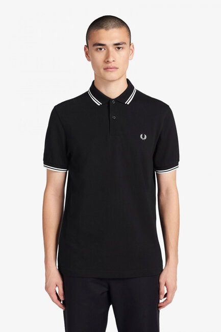 Yellow and black fred perry polo